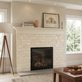Durango / Paredon (Mexican) - Cross Cut Durango Travertine 3x6 Filled & Honed Travertine Tile — Living Room fireplace surround