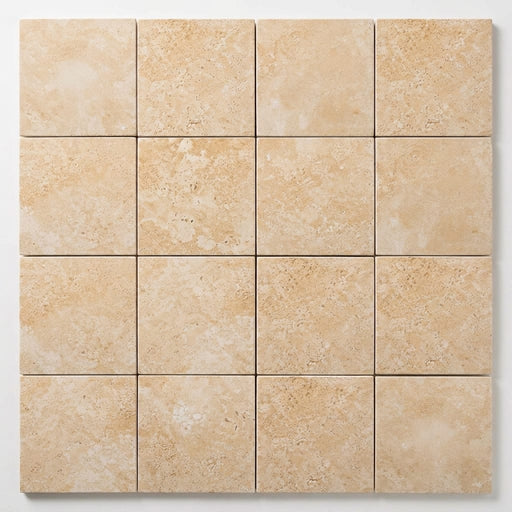 Durango / Paredon (Mexican) - Cross Cut Durango Travertine 4x4 Filled & Honed Travertine Tile close-up