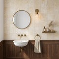 Durango / Paredon (Mexican) - Cross Cut Durango Travertine 4x4 Filled & Honed Travertine Tile — Powder Room wall