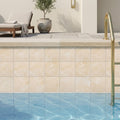 Durango / Paredon (Mexican) - Cross Cut Durango Travertine 4x4 Filled & Honed Travertine Tile — Swimming Pool waterline