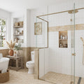 Durango / Paredon (Mexican) - Cross Cut Durango Travertine 4x4 Tumbled Travertine Tile — Bathroom shower wall accent band