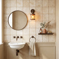 Durango / Paredon (Mexican) - Cross Cut Durango Travertine 4x4 Tumbled Travertine Tile — Powder Room wall