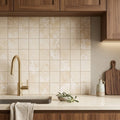 Durango / Paredon (Mexican) - Cross Cut Durango Travertine 6x6 Filled & Honed Travertine Tile — Kitchen backsplash