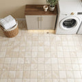 Durango / Paredon (Mexican) - Cross Cut Durango Travertine 6x6 Filled & Honed Travertine Tile — Laundry Room floor