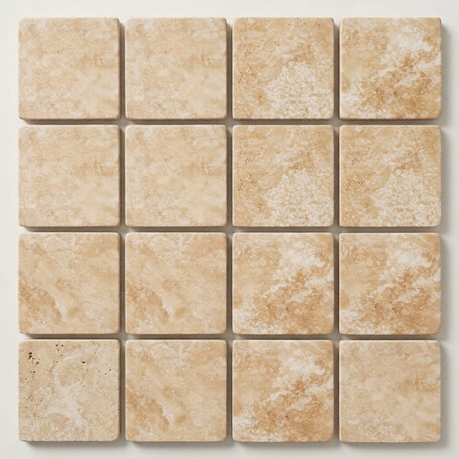 Durango / Paredon (Mexican) - Cross Cut Durango Travertine 6x6 Tumbled Travertine Tile close-up