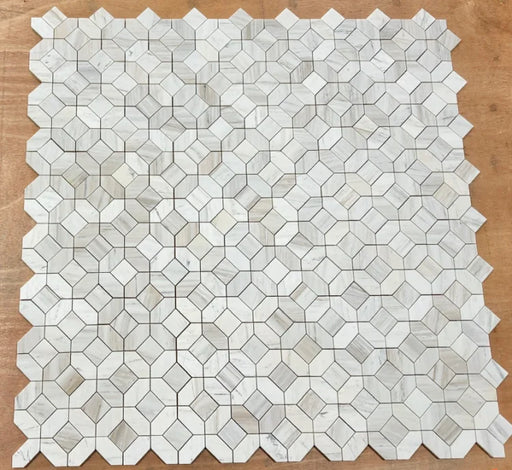 Wooden White 13x13 Hexagon Honed Marble Mosaic