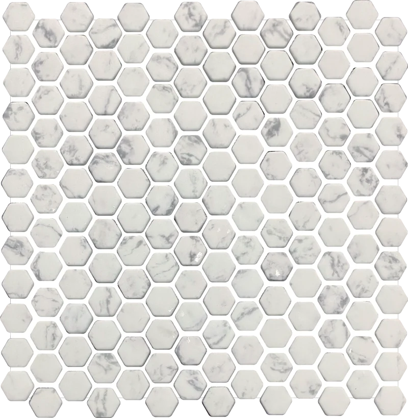 Ecostone Venato White Hexagon Matte Glass Mosaic Tile
