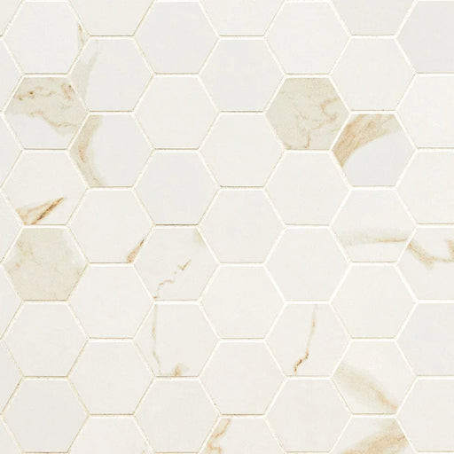 Eden Calacatta 2x2 Hexagon Matte Porcelain Mosaic Tile