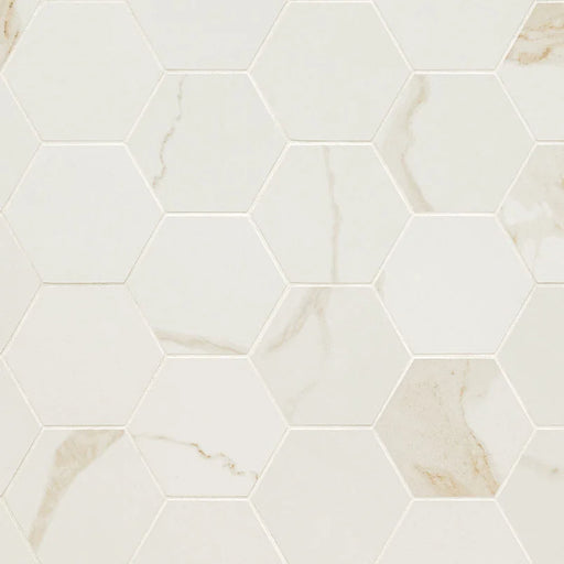 Eden Calacatta 3x3 Hexagon Matte Porcelain Mosaic Tile