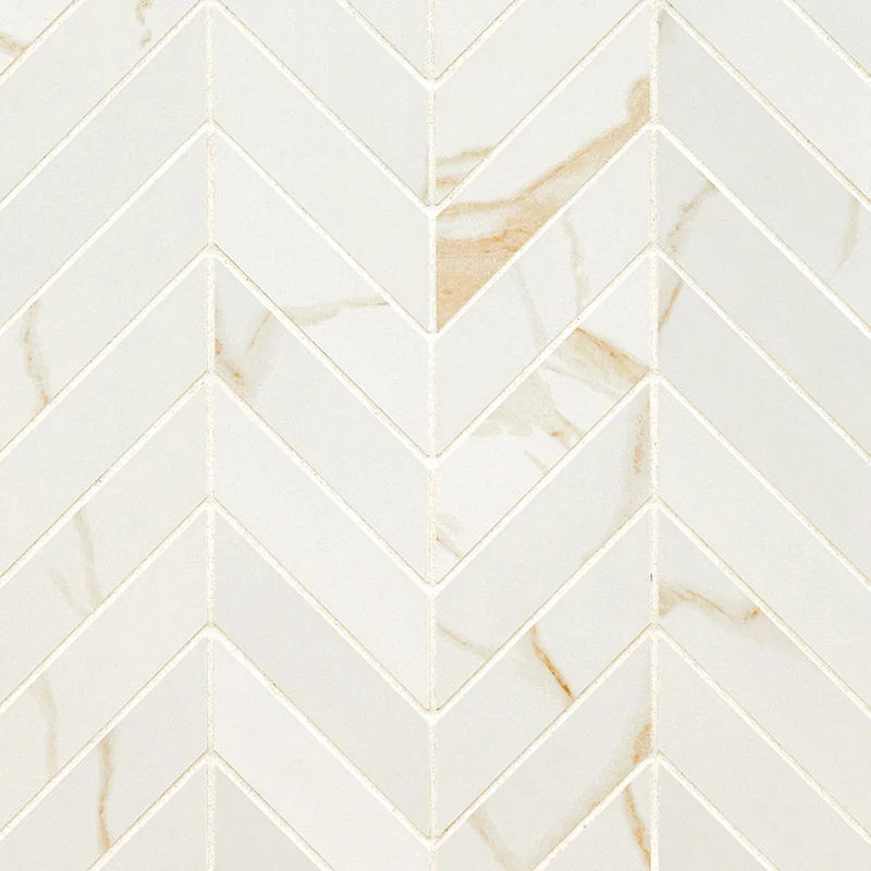 Eden Calacatta Chevron 12x15 Matte Porcelain Mosaic Tile