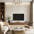Ege Royale 18x36 Sandblasted Marble Tile — Living Room feature wall