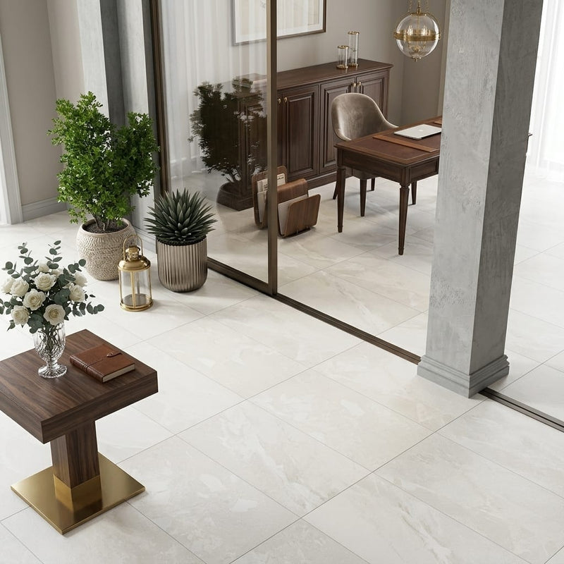 Ege Royale 18x36 Sandblasted Marble Tile — Living Room floor