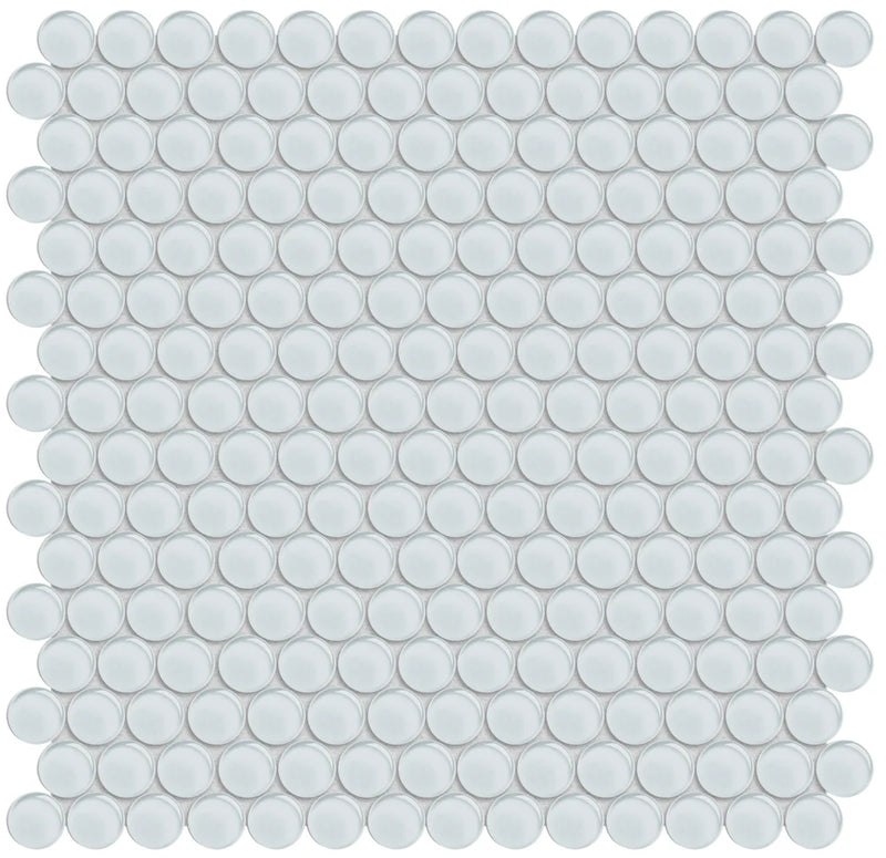 Element V Tile Element Ice Pennyround 12x12 Glass Mosaic Tile — Solidshape