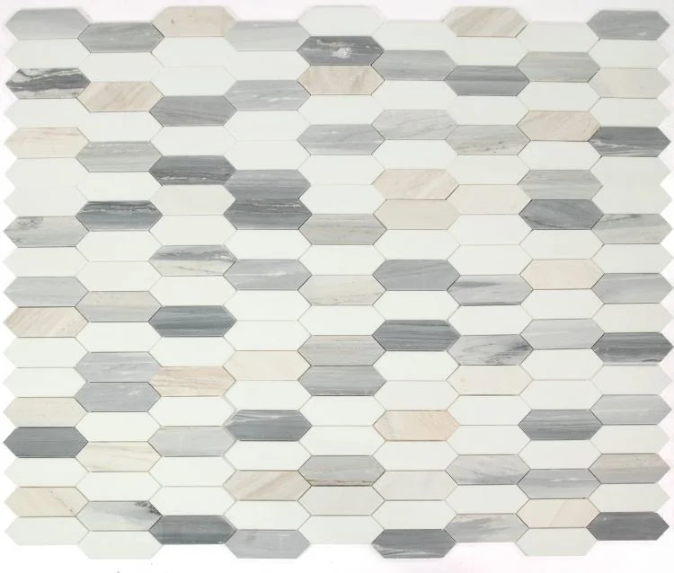 Elongated Hex Blue New 11.75x15 Hexagon Mosaic