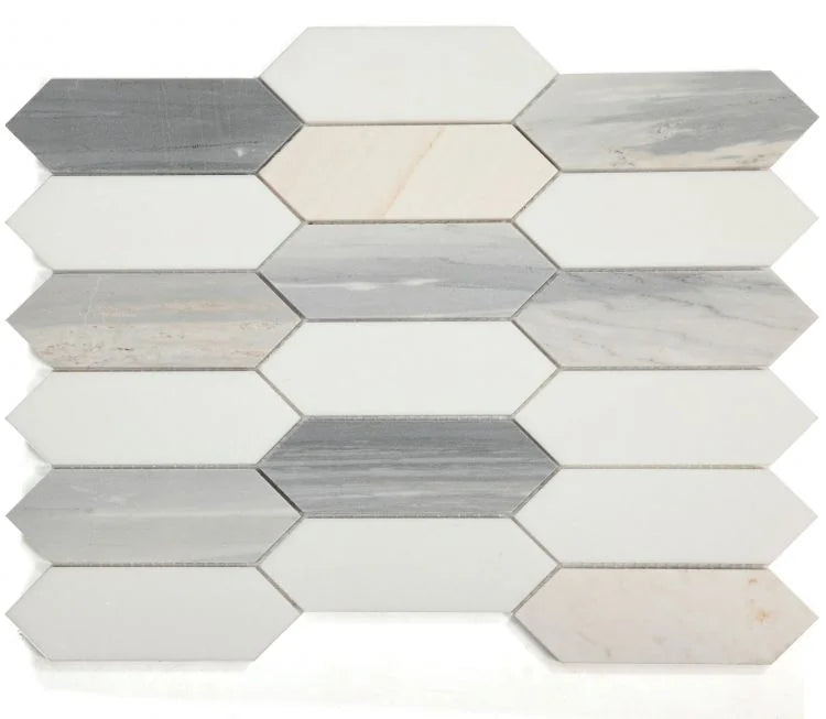 Elongated Hex Blue New 11.75x15 Hexagon Mosaic