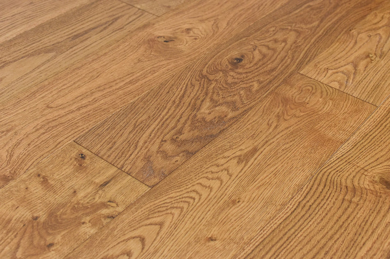 Elysian Collective Tan 7-1/2xRL (24-75) Wire-Brushed Urethane Oak Wood Flooring