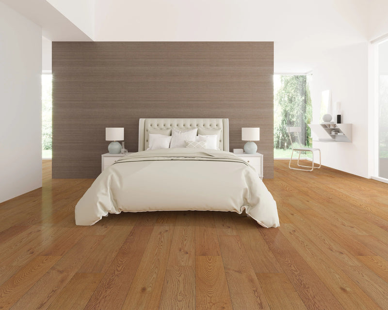 Elysian Collective Tan 7-1/2xRL (24-75) Wire-Brushed Urethane Oak Wood Flooring