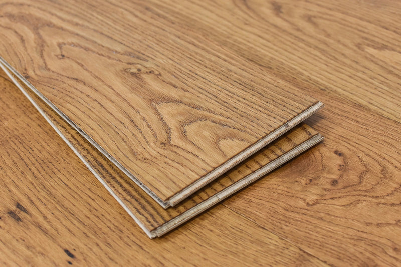 Elysian Collective Tan 7-1/2xRL (24-75) Wire-Brushed Urethane Oak Wood Flooring