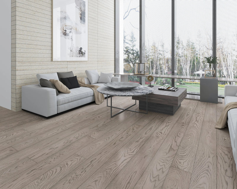 Elysian Mod Titanium 7-1/2xRL (24-75) Wire-Brushed Urethane Oak Wood Flooring