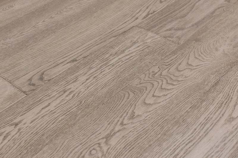 Elysian Ethereal Grey 7-1/2 in x Random Length (24 in - 75 in) Plank Wirebrushed, Urethane Engineered Oak Hardwood Flooring