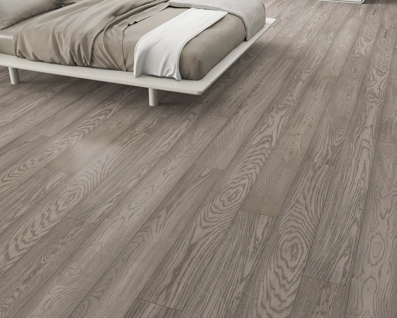 Elysian Ethereal Grey 7-1/2 in x Random Length (24 in - 75 in) Plank Wirebrushed, Urethane Engineered Oak Hardwood Flooring