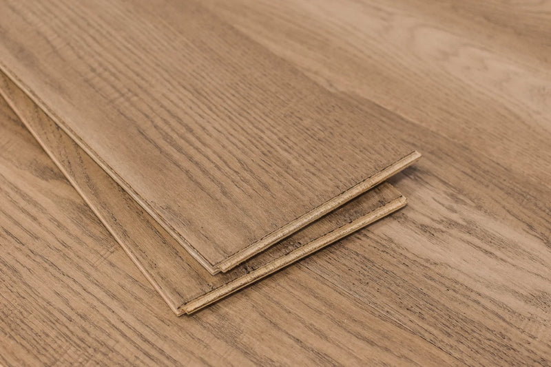 Elysian Mojave Fog 7-1/2 in x Random Length (24 in - 75 in) Plank Wirebrushed, Urethane Engineered Oak Hardwood Flooring