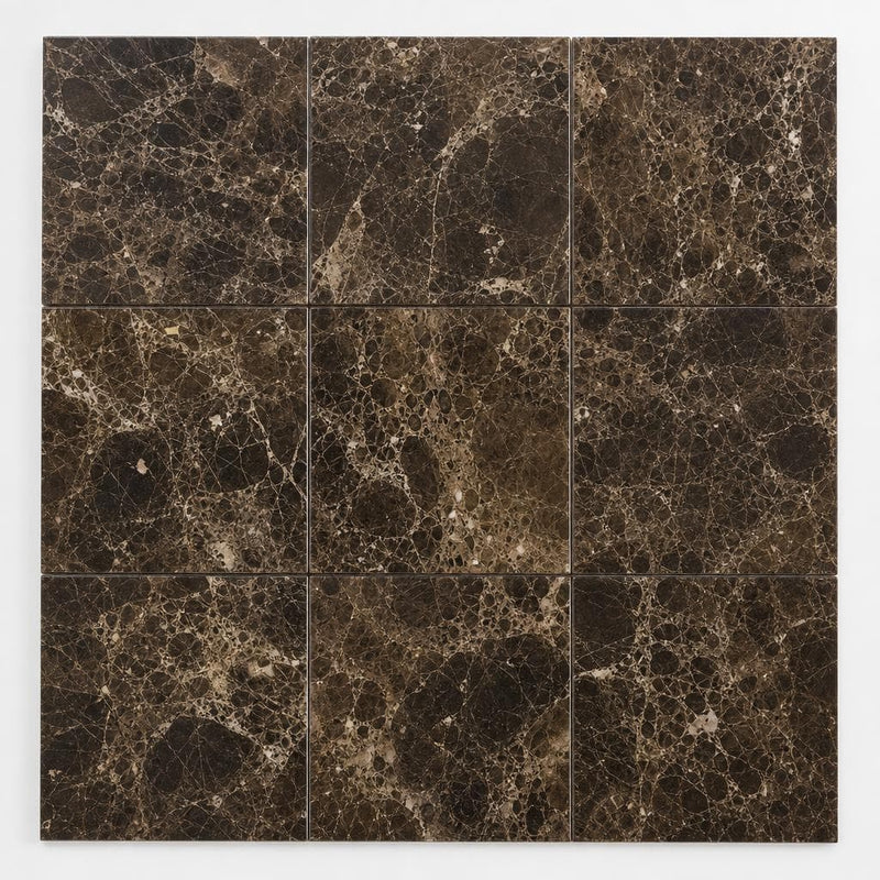 Emperador Dark 12x12 Select Polished Marble Tile close-up