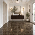 Emperador Dark 12x12 Select Polished Marble Tile — Hallway floor