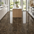 Emperador Dark 12x12 Select Polished Marble Tile — Kitchen floor