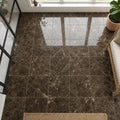 Emperador Dark 12x12 Select Polished Marble Tile — Sunroom floor