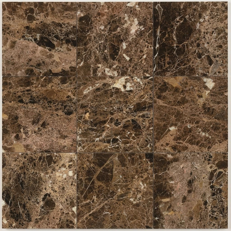 Emperador Dark Marble Tile 12x12 Polished close-up