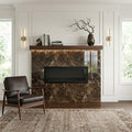 Emperador Dark Marble Tile 12x24 Polished — Living Room fireplace surround