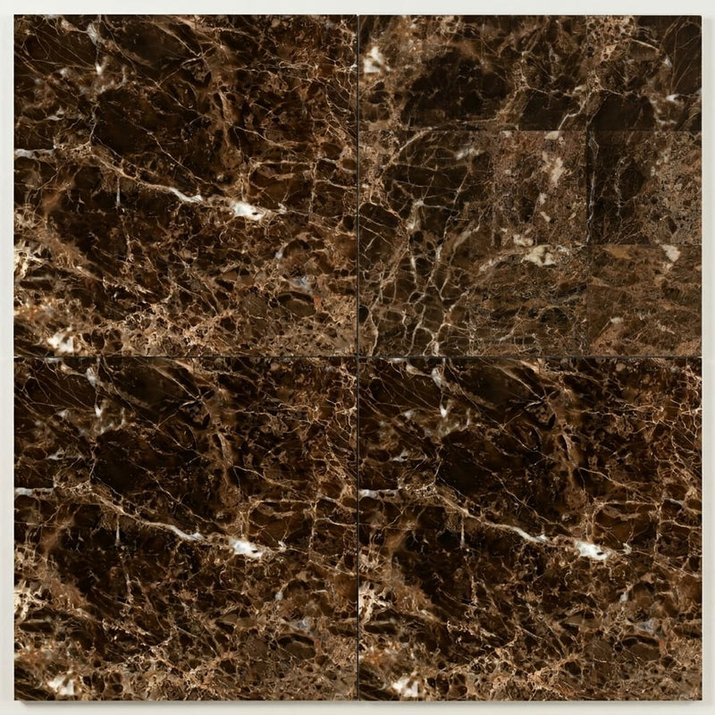Emperador Dark Marble Tile 18x18 Polished close-up