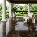 Emperador Dark Marble Tile 18x18 Polished — Covered Patio floor