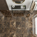 Emperador Dark Marble Tile 24x24 Polished — Foyer floor