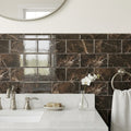 Emperador Dark Marble Tile 3x6 Polished — Bathroom wainscot cap