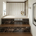 Emperador Dark Marble Tile 3x6 Polished — Stairway stair riser edge