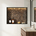 Emperador Dark (Spanish) Marble 1x1 Polished Hexagon Mosaic — Bathroom niche