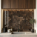 Emperador Dark (Spanish) Marble 1x1 Polished Mosaic — Kitchen backsplash