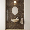Emperador Dark (Spanish) Marble 1x1 Polished Mosaic — Powder Room wall