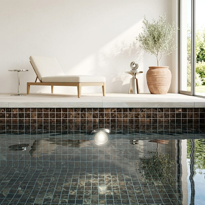 Emperador Dark (Spanish) Marble 1x1 Polished Mosaic — Swimming Pool pool interior tiling