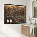 Emperador Dark (Spanish) Marble 1x1 Tumbled Hexagon Mosaic — Bathroom niche