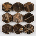 Emperador Dark (Spanish) Marble 1x1 Tumbled Hexagon Mosaic close-up