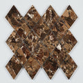 Emperador Dark (Spanish) Marble 1x2 Polished Diamond / Rhomboid Mosaic close-up