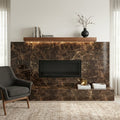 Emperador Dark (Spanish) Marble 12x24 Polished Tile — Living Room fireplace surround