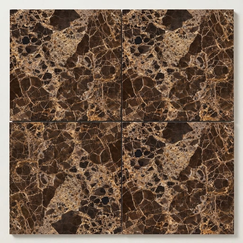 Emperador Dark (Spanish) Marble 18x18 Polished Tile close-up