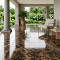 Emperador Dark (Spanish) Marble 18x18 Polished Tile — Covered Patio floor