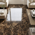 Emperador Dark (Spanish) Marble 18x18 Polished Tile — Family Room floor