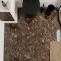 Emperador Dark (Spanish) Marble 2x2 Polished Hexagon Mosaic — Powder Room floor