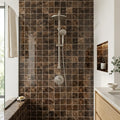 Emperador Dark (Spanish) Marble 2x2 Polished Mosaic — Bathroom shower wall
